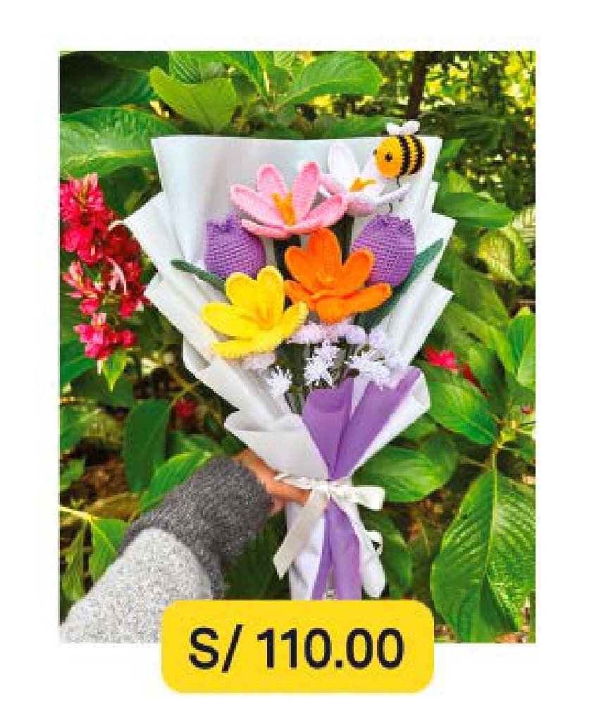 Ramo de flores tejidas